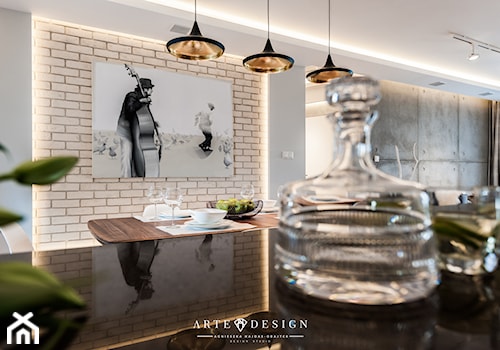 Mieszkanie w Gdańsku - Średnia beżowa szara jadalnia w salonie, styl nowoczesny - zdjęcie od Arte Dizain