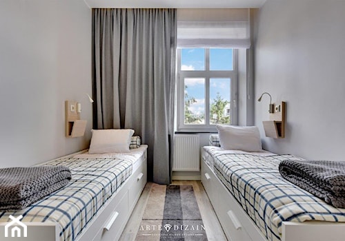 Mieszkanie na wynajem - Sopot - Mała szara sypialnia, styl nowoczesny - zdjęcie od Arte Dizain