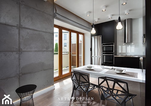 Mieszkanie w Gdyni - Kamienna Góra - Średnia biała jadalnia w kuchni, styl nowoczesny - zdjęcie od Arte Dizain