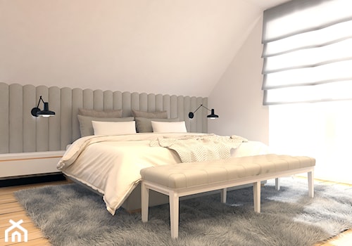 Dom w Rypinie - Średnia biała sypialnia na poddaszu - zdjęcie od Arte Dizain