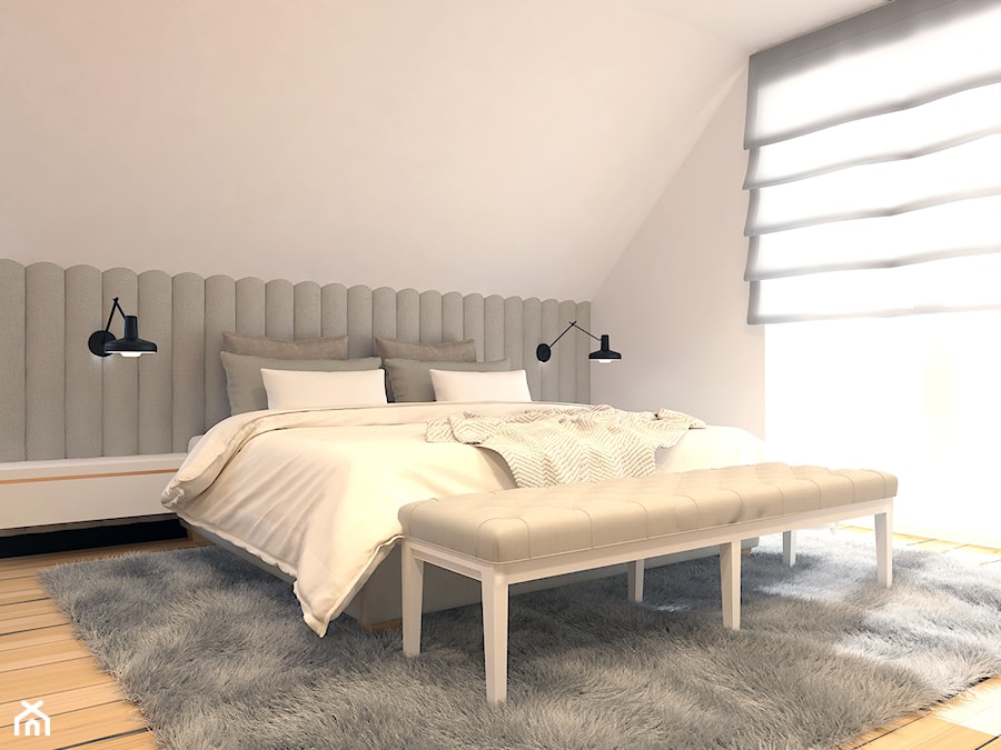 Dom w Rypinie - Średnia biała sypialnia na poddaszu - zdjęcie od Arte Dizain