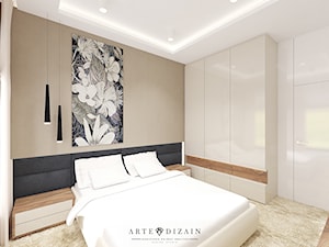 Wizualizacja mieszkania w Orłowie - Średnia beżowa biała sypialnia, styl nowoczesny - zdjęcie od Arte Dizain
