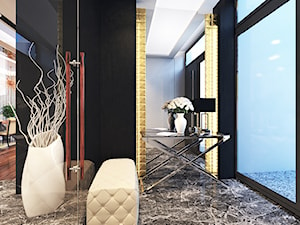 Projekt apartamentu w Gdyni - Średni czarny z marmurem na podłodze hol / przedpokój, styl nowoczesny - zdjęcie od Arte Dizain