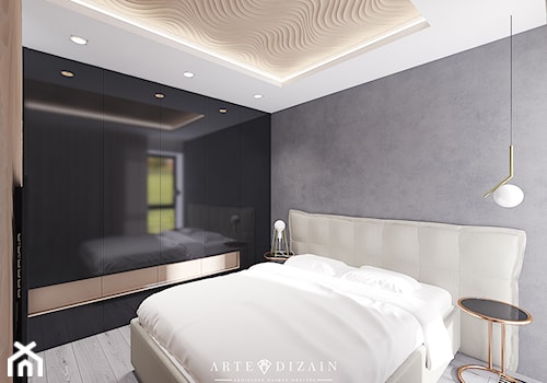 Duża biała szara sypialnia, styl nowoczesny - zdjęcie od Arte Dizain