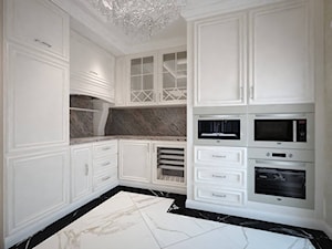 Mieszkanie Gdynia Nowe Orłowo - Średnia beżowa z zabudowaną lodówką kuchnia w kształcie litery l - zdjęcie od Arte Dizain