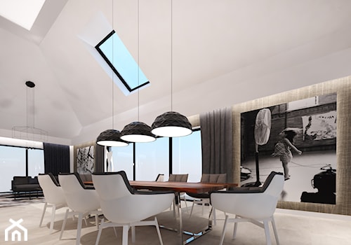 Dom w Sztumie - Duża beżowa biała jadalnia w salonie - zdjęcie od Arte Dizain