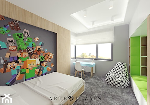 Dom w Gdyni - Średni szary zielony pokój dziecka dla nastolatka dla chłopca dla dziewczynki - zdjęcie od Arte Dizain