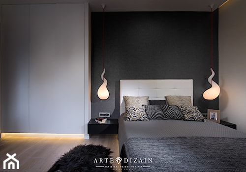 Mieszkanie w Gdyni - Kamienna Góra - Mała beżowa szara sypialnia, styl nowoczesny - zdjęcie od Arte Dizain