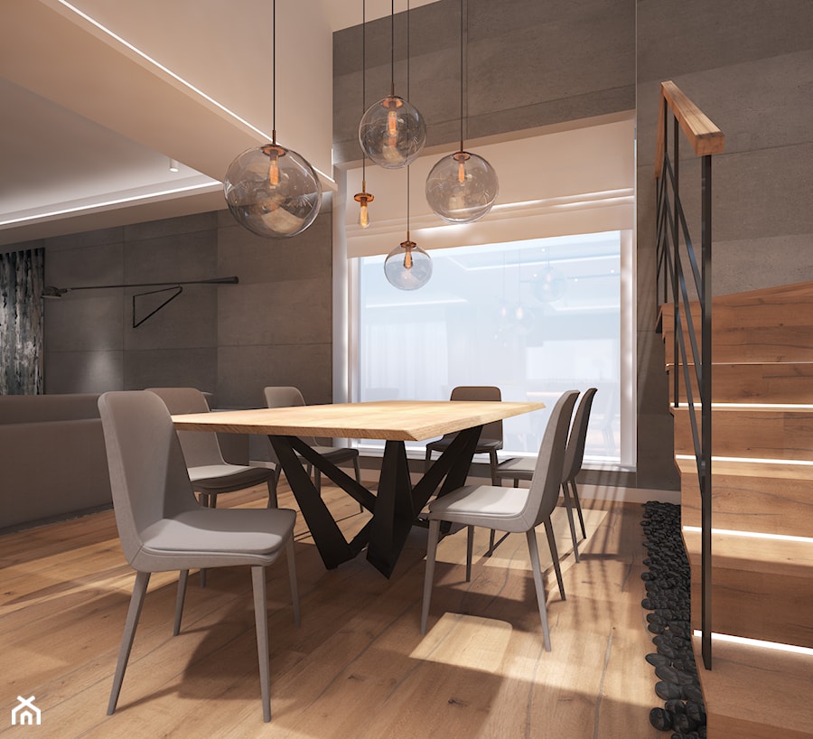 Dom w Rypinie - Mała beżowa jadalnia w salonie - zdjęcie od Arte Dizain
