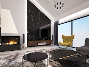 Dom w Sztumie - Duży biały czarny salon - zdjęcie od Arte Dizain