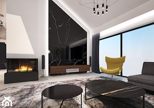 Dom w Sztumie - Duży biały czarny salon - zdjęcie od Arte Dizain