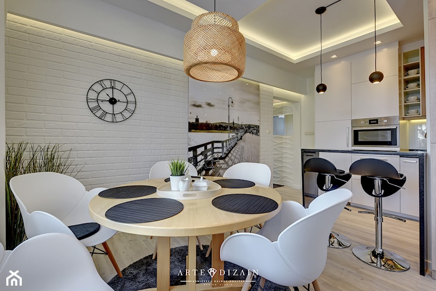 Mieszkanie na wynajem - Sopot - Średnia szara jadalnia w kuchni, styl nowoczesny - zdjęcie od Arte Dizain