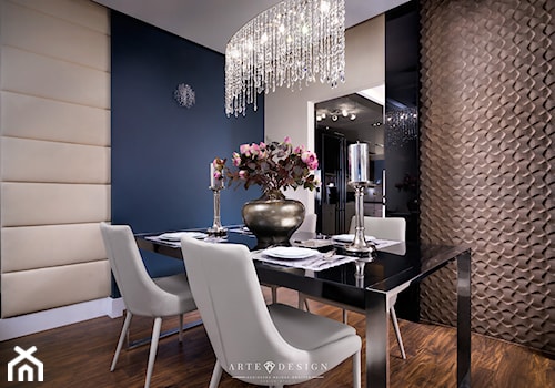 Apartament w Gdańsku - Średnia beżowa niebieska jadalnia w salonie, styl nowoczesny - zdjęcie od Arte Dizain