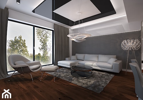 Mieszkanie w Brodnicy - Mały czarny szary salon z jadalnią - zdjęcie od Arte Dizain