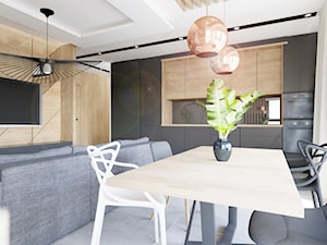 Mieszkanie Silva Gdynia - Średni beżowy salon z kuchnią z jadalnią - zdjęcie od Arte Dizain