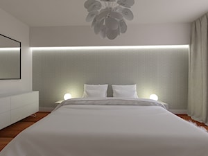 Mieszkanie w Gdyni Małym Kacku - Mała biała szara sypialnia - zdjęcie od Arte Dizain