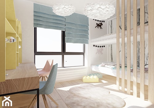 Mieszkanie Silva Gdynia - Średni biały szary pokój dziecka dla nastolatka dla chłopca dla dziewczynki dla rodzeństwa - zdjęcie od Arte Dizain