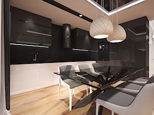 Mieszkanie w Warszawie - Średnia biała czarna jadalnia w kuchni - zdjęcie od Arte Dizain