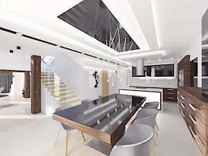 Dom w Koleczkowie - Duża biała szara jadalnia w kuchni, styl nowoczesny - zdjęcie od Arte Dizain