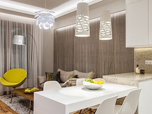 Mieszkanie Nowe Orłowo - Mały biały salon z jadalnią, styl nowoczesny - zdjęcie od Arte Dizain