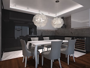 Mieszkanie w Brodnicy - Duża biała szara jadalnia w kuchni - zdjęcie od Arte Dizain