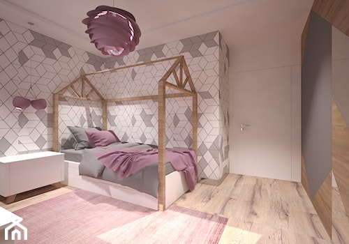 Dom w Gdańsku Ujeścisku - Średni biały szary pokój dziecka dla nastolatka dla dziewczynki - zdjęcie od Arte Dizain