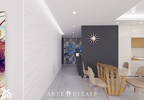 Dom w Gdyni - Średnia biała czarna jadalnia w kuchni - zdjęcie od Arte Dizain