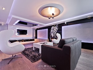 Strefa domowej rozrywki - Duże w osobnym pomieszczeniu z sofą czarne szare biuro, styl nowoczesny - zdjęcie od Arte Dizain