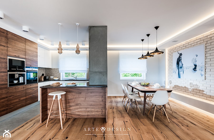 Mieszkanie w Gdańsku - Duża biała jadalnia w kuchni, styl nowoczesny - zdjęcie od Arte Dizain