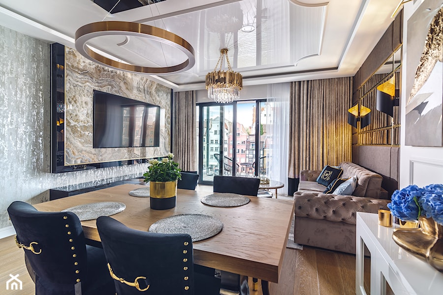 Apartament nad Motławą w stylu Glamour - Salon, styl glamour - zdjęcie od Arte Dizain