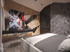 Penthouse w Gdańsku - Średnia z biurkiem sypialnia na poddaszu - zdjęcie od Arte Dizain