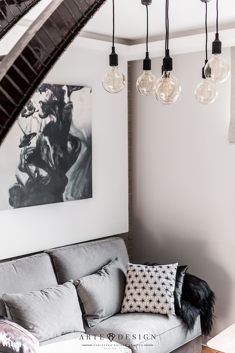 Mieszkanie w Gdańsku - Małe w osobnym pomieszczeniu z sofą białe biuro, styl nowoczesny - zdjęcie od Arte Dizain