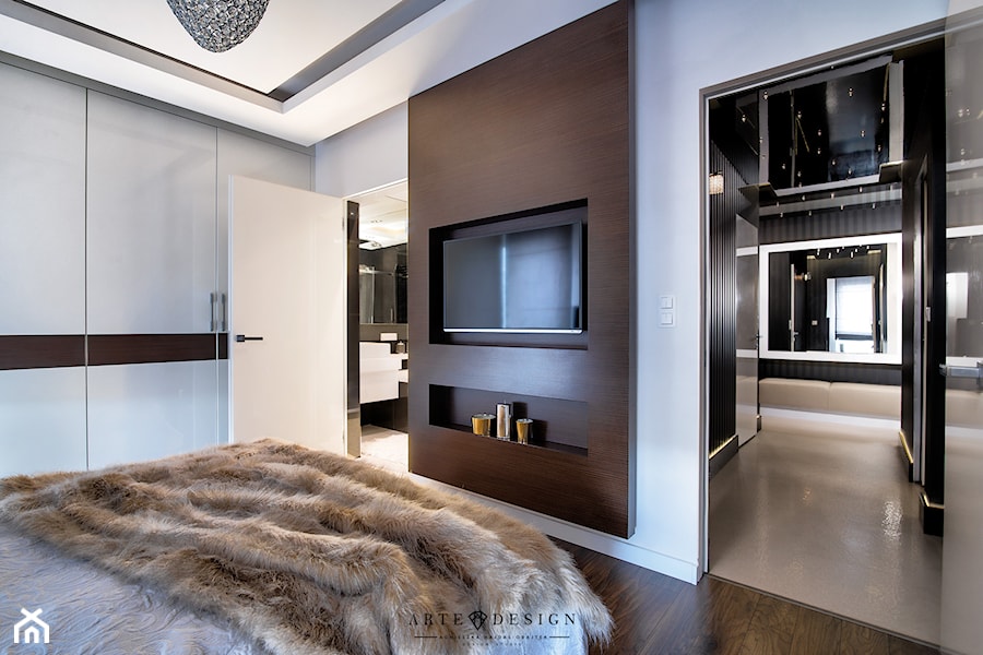 Apartament w Gdańsku - Średnia biała sypialnia, styl nowoczesny - zdjęcie od Arte Dizain