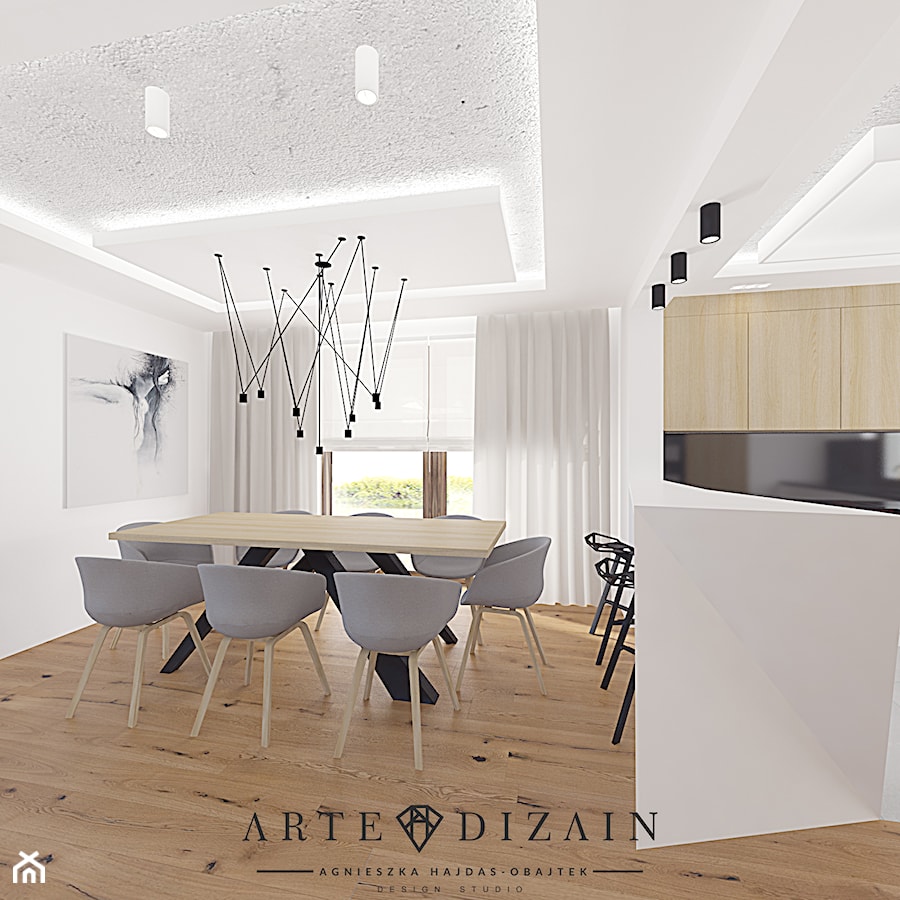 Wnętrza domu w okolicy Gdańska - Średnia szara jadalnia jako osobne pomieszczenie, styl nowoczesny - zdjęcie od Arte Dizain