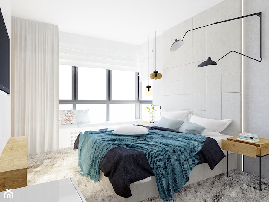 Mieszkanie Silva Gdynia - Średnia biała szara sypialnia - zdjęcie od Arte Dizain