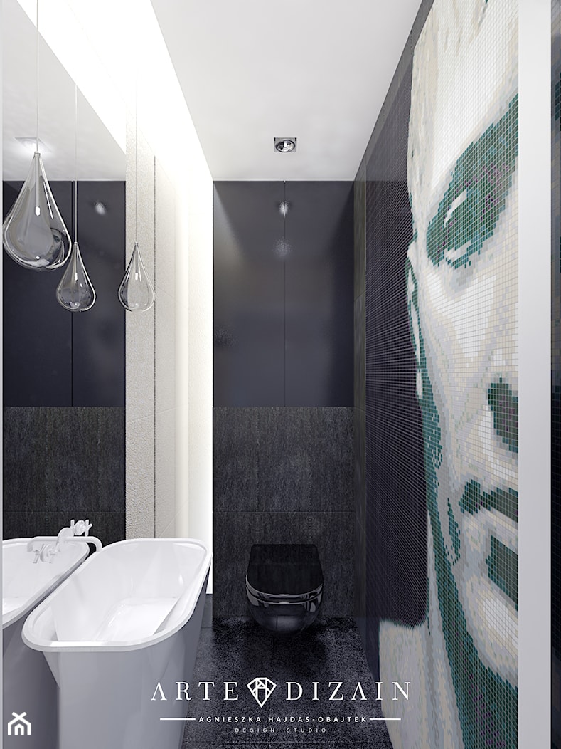 Wnętrza domu w okolicy Gdańska - Mała z punktowym oświetleniem łazienka, styl nowoczesny - zdjęcie od Arte Dizain - Homebook