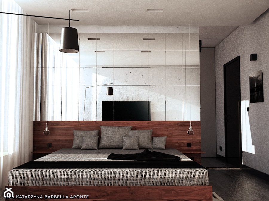 Mieszkanie dla managera - Średnia szara sypialnia, styl nowoczesny - zdjęcie od BARBELLA INTERIORS ( dawniej 5tud10 architektoniczne)