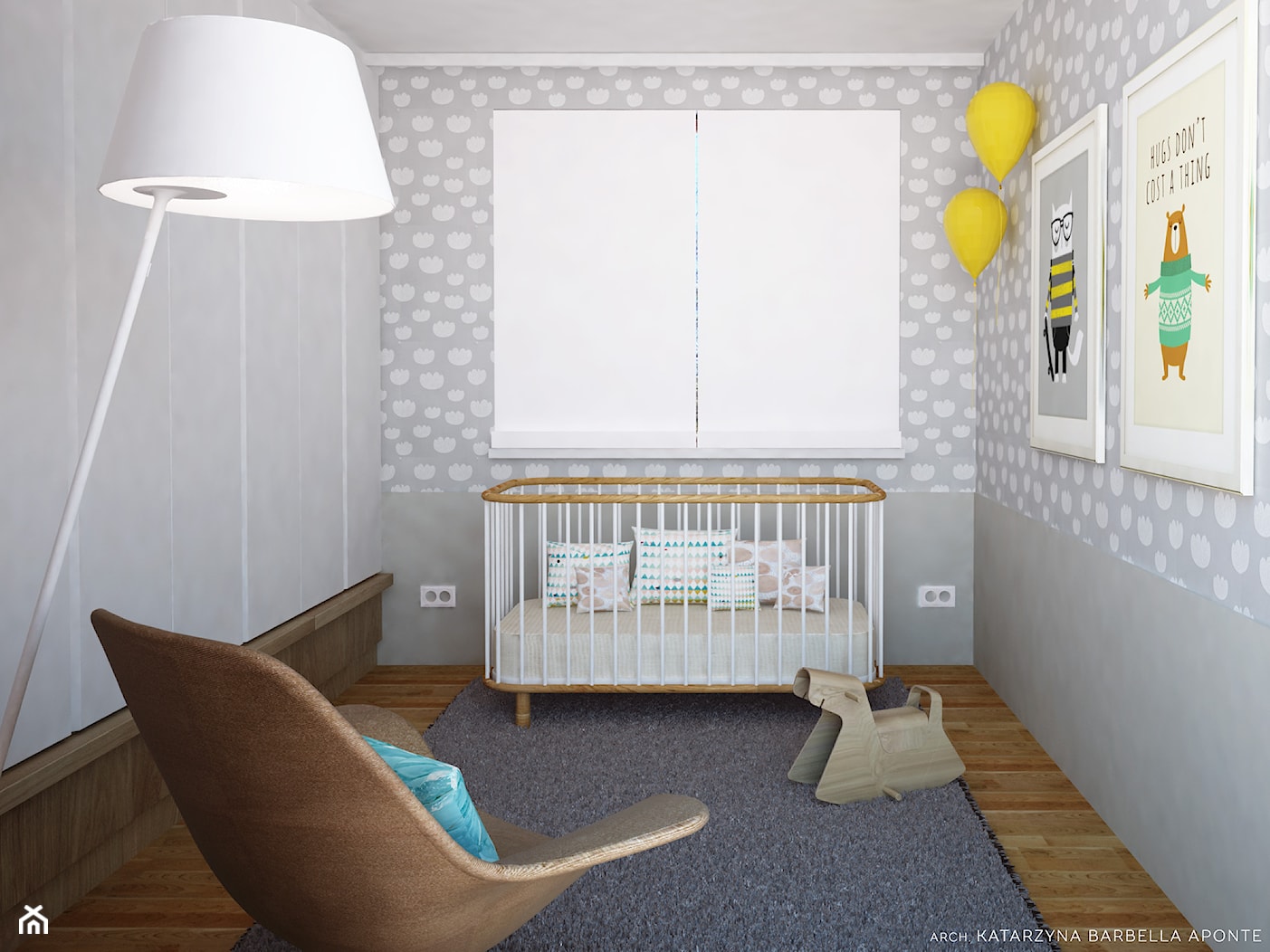 Dom dla rodziny z dziećmi - Średni biały szary pokój dziecka dla dziecka dla chłopca dla dziewczynki, styl nowoczesny - zdjęcie od BARBELLA INTERIORS ( dawniej 5tud10 architektoniczne) - Homebook