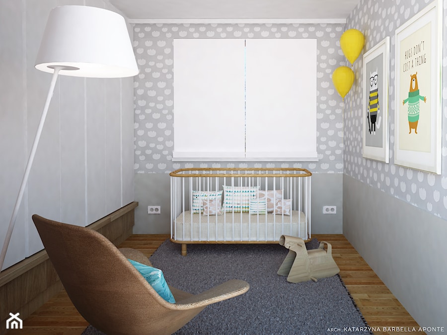 Dom dla rodziny z dziećmi - Średni biały szary pokój dziecka dla dziecka dla chłopca dla dziewczynki, styl nowoczesny - zdjęcie od BARBELLA INTERIORS ( dawniej 5tud10 architektoniczne)