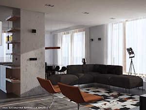 Mieszkanie dla managera - Średni biały salon z jadalnią, styl nowoczesny - zdjęcie od BARBELLA INTERIORS ( dawniej 5tud10 architektoniczne)