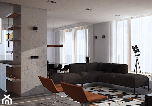 Mieszkanie dla managera - Średni biały salon z jadalnią, styl nowoczesny - zdjęcie od BARBELLA INTERIORS ( dawniej 5tud10 architektoniczne)