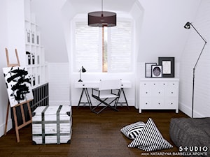 dom dla pary alternatywa - Średnie w osobnym pomieszczeniu białe biuro, styl skandynawski - zdjęcie od BARBELLA INTERIORS ( dawniej 5tud10 architektoniczne)
