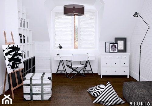 dom dla pary alternatywa - Średnie w osobnym pomieszczeniu białe biuro, styl skandynawski - zdjęcie od BARBELLA INTERIORS ( dawniej 5tud10 architektoniczne)