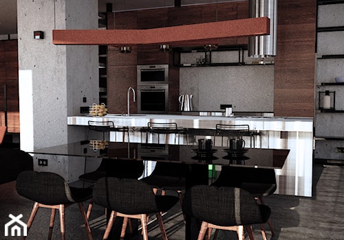 Mieszkanie dla managera - Średnia szara jadalnia w kuchni, styl nowoczesny - zdjęcie od BARBELLA INTERIORS ( dawniej 5tud10 architektoniczne)