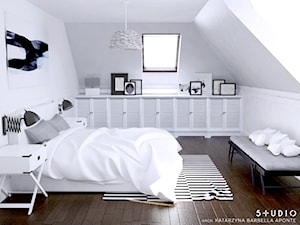 dom dla pary alternatywa - Średnia biała sypialnia na poddaszu, styl skandynawski - zdjęcie od BARBELLA INTERIORS ( dawniej 5tud10 architektoniczne)