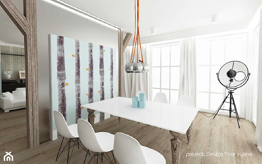 Salon mieszkanie 150 m2 - Jadalnia, styl skandynawski - zdjęcie od Design Your Home with me