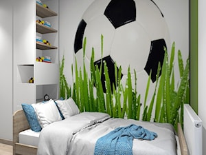 Pokój chłopca- fanatyka piłki nożnej - Mały szary zielony pokój dziecka dla dziecka dla nastolatka dla chłopca dla dziewczynki, styl nowoczesny - zdjęcie od exDesign Ewelina Stępień-Chojnacka