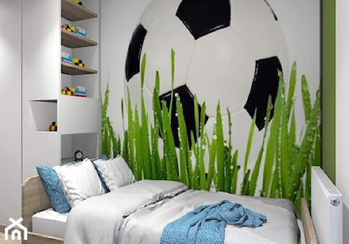 Pokój chłopca- fanatyka piłki nożnej - Mały szary zielony pokój dziecka dla dziecka dla nastolatka dla chłopca dla dziewczynki, styl nowoczesny - zdjęcie od exDesign Ewelina Stępień-Chojnacka