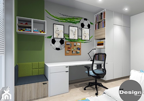 Pokój chłopca- fanatyka piłki nożnej - Mały szary pokój dziecka dla nastolatka dla chłopca dla dziewczynki, styl nowoczesny - zdjęcie od exDesign Ewelina Stępień-Chojnacka