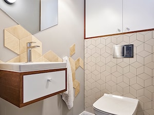 Giełda Niebieskości - Mała bez okna z lustrem łazienka, styl skandynawski - zdjęcie od EG projekt
